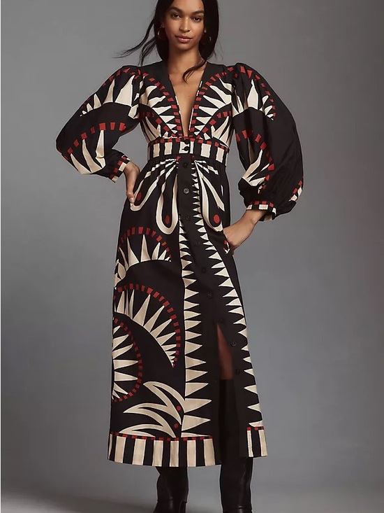 FARM Rio Dresses & Skirts - FARM Rio Giraffes Puff Sleeve Maxi Dress – Size Small